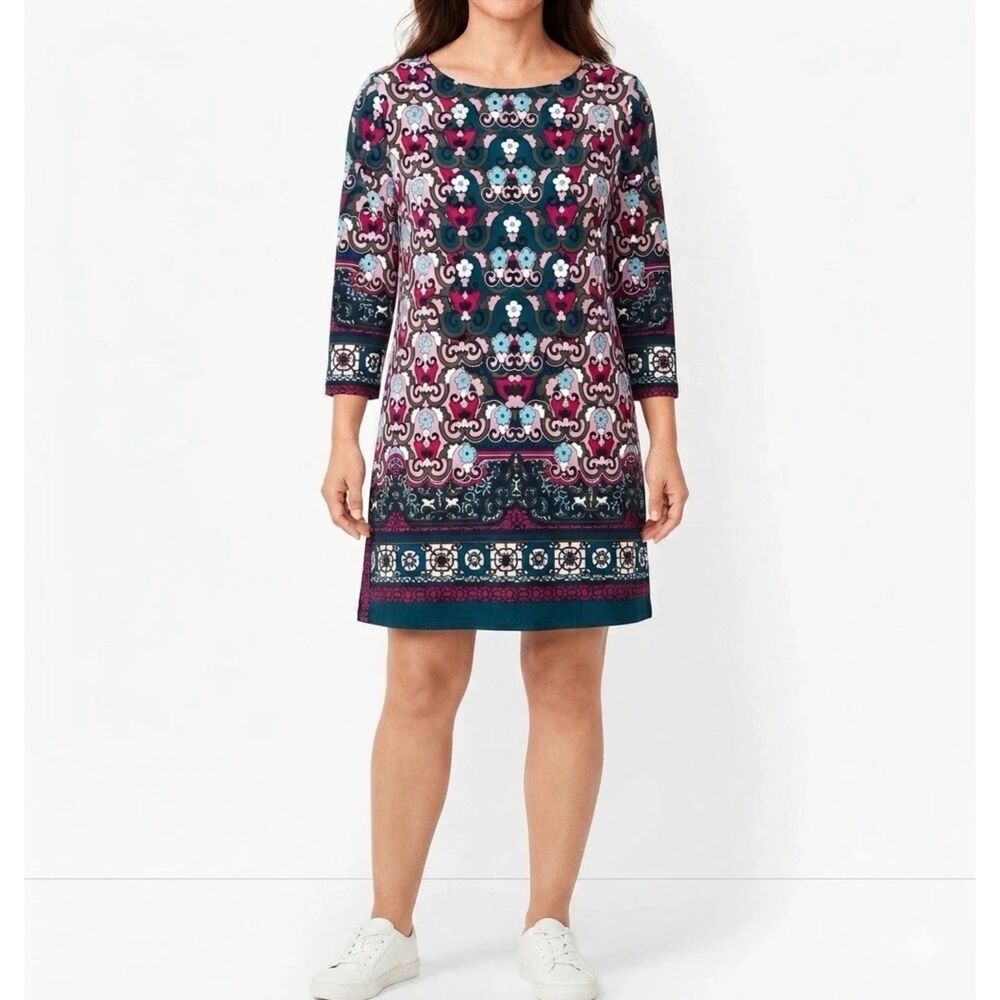 Talbots Paisley Shift Dress Womens Petite Plus 2X Boho Artsy Eclectic Office